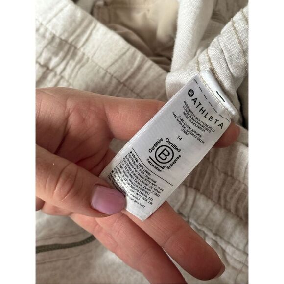 Athleta Cabo Tide Linen size 14 Cream Pull On Drawstring - Picture 7 of 12